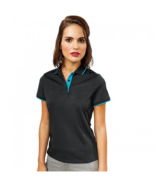 Plain Women's contrast Coolchecker® polo Premier 155 GSM